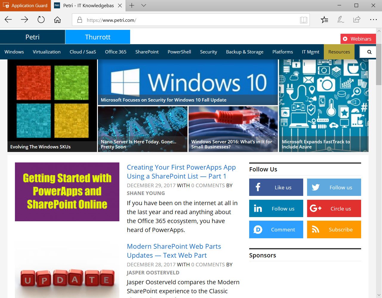 Microsoft Edge running in Windows Defender Application Guard (Image Credit: Russell Smith)