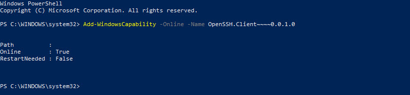 Installing the OpenSSH client beta in Windows 10 (Image Credit: Russell Smith)