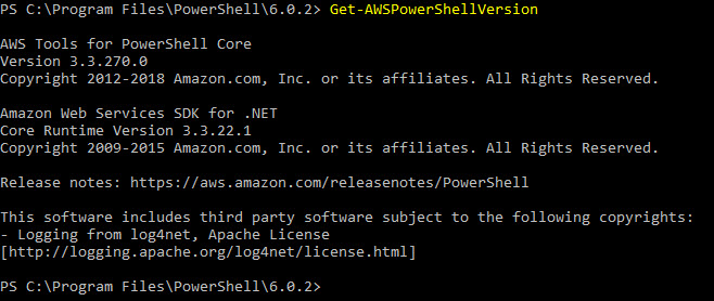 Installing the Amazon Web Services PowerShell Core module (Image Credit: Russell Smith)