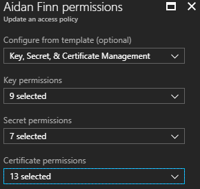 Azure key vault permissions [Image Credit: Aidan Finn]