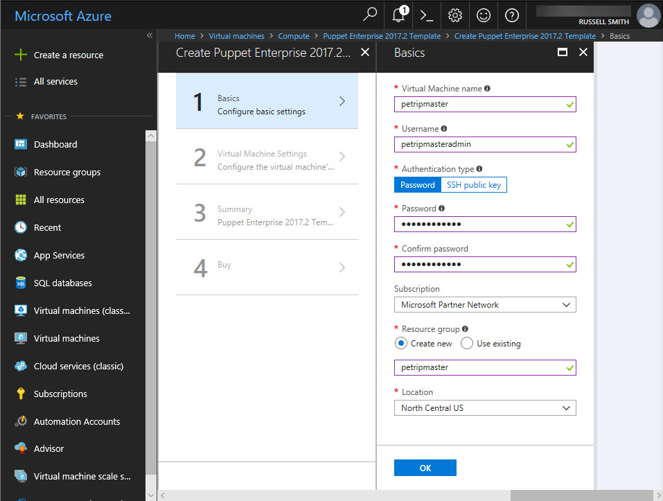 Provision Puppet master in Microsoft Azure (Image Credit: Russell Smith)