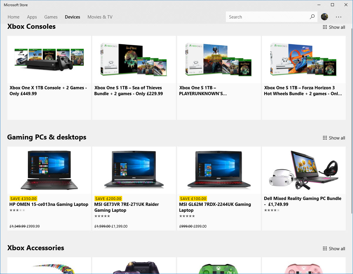 New Devices tab in the Microsoft Store (Image Credit: Russell Smith)