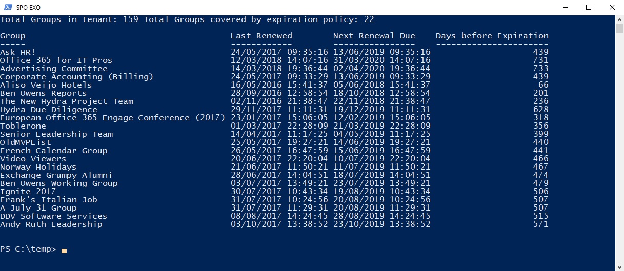 Office 365 Groups Expiration