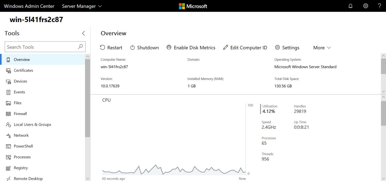 Server overview in the Windows Admin Center (Image Credit: Russell Smith)