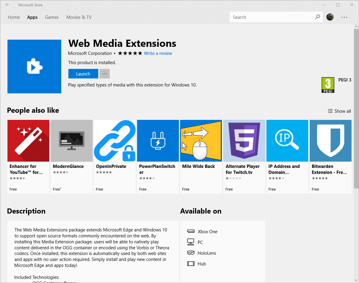 Download the Web Media Extensions package for Windows 10 (Image Credit: Russell Smith)