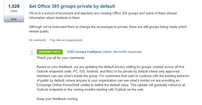 Office 365 Groups Private by Default