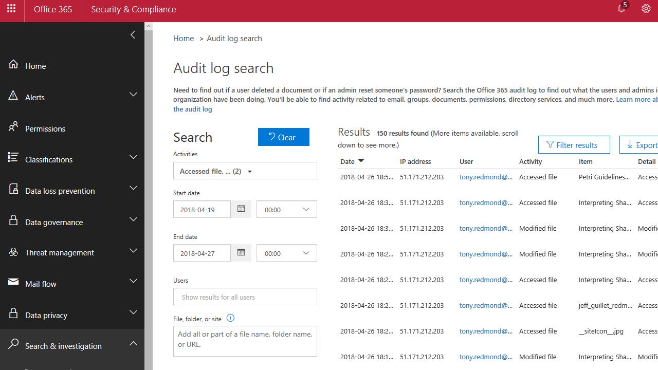 SharePoint Office 365 Audit Records