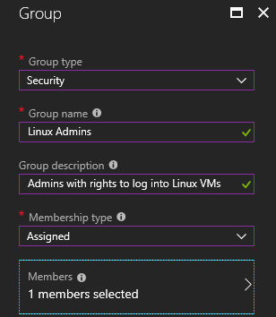 This group will be used to grant the right to login to Linux virtual machines via Azure AD [Image Credit: Aidan Finn]