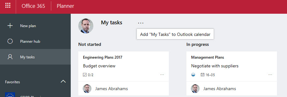 Planner Add Tasks Outlook
