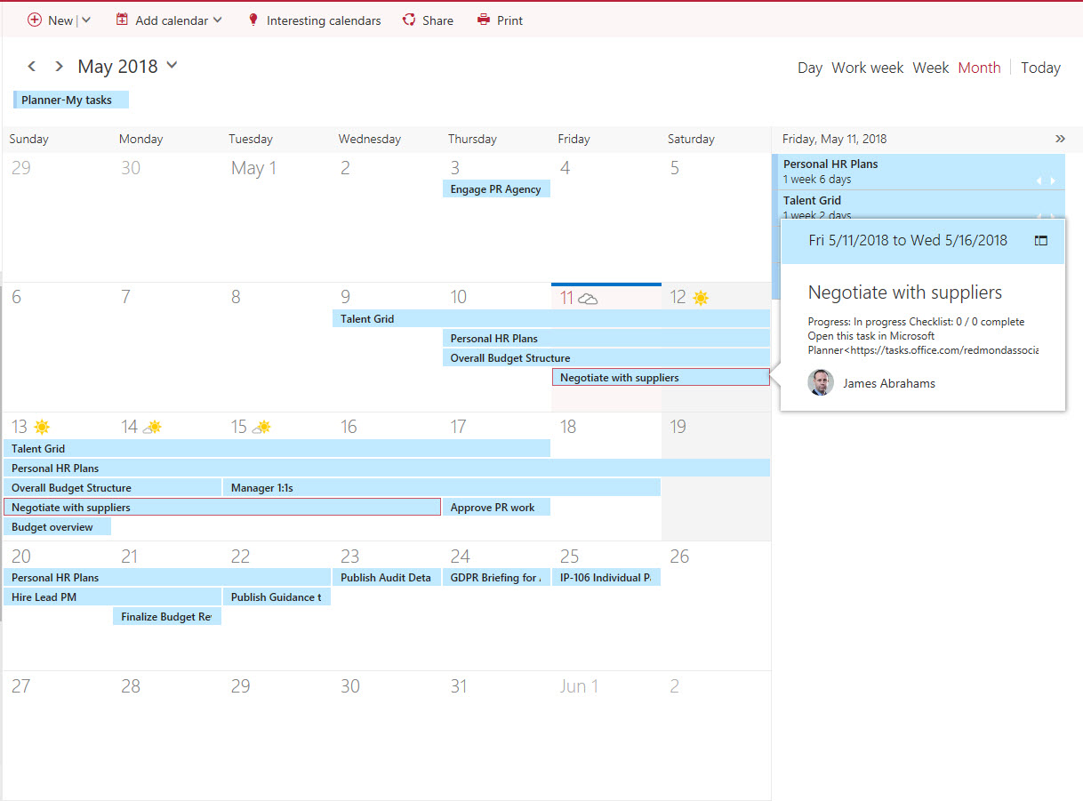 Planner Tasks OWA