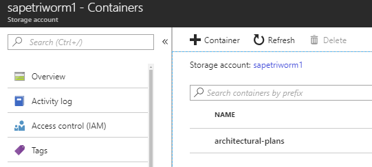 A blob container in an Azure GPv2 storage account [Image Credit: Aidan Finn]