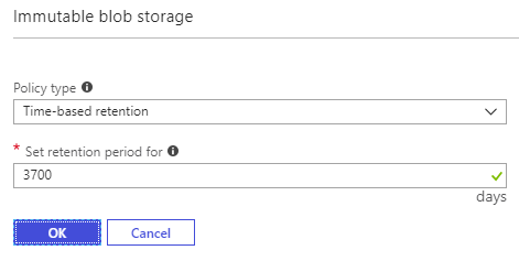 Creating an Immutable Blob Storage policy in Azure [Image Credit: Aidan Finn]