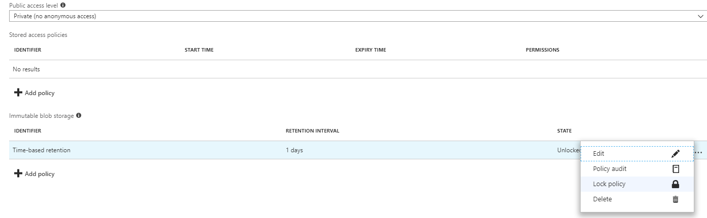 Locking an Azure Immutable Blob Storage policy [Image Credit: Aidan Finn]