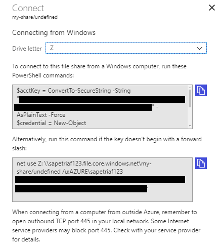 Connecting to an Azure Share using Storage Explorer [Image Credit: Aidan Finn]