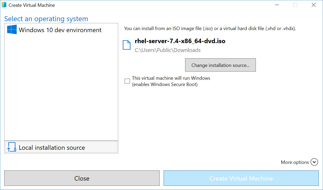 Install Red Hat Linux Enterprise in a Hyper-V virtual machine (Image Credit: Russell Smith)