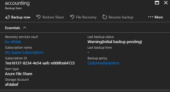 Manage Backups in an Azure Files share [Image Credit: Aidan Finn]