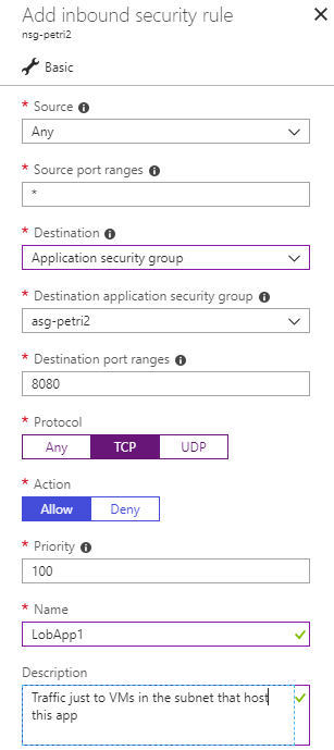 Using an application security group in an Azure network security group [Image Credit: Aidan Finn]