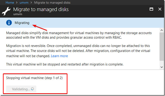 Migrating virtual machines to managed disks in the Azure Portal [Image Credit: Microsoft]