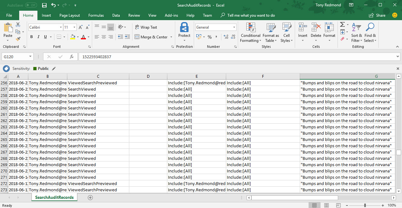 Office 365 Audit Records in CSV