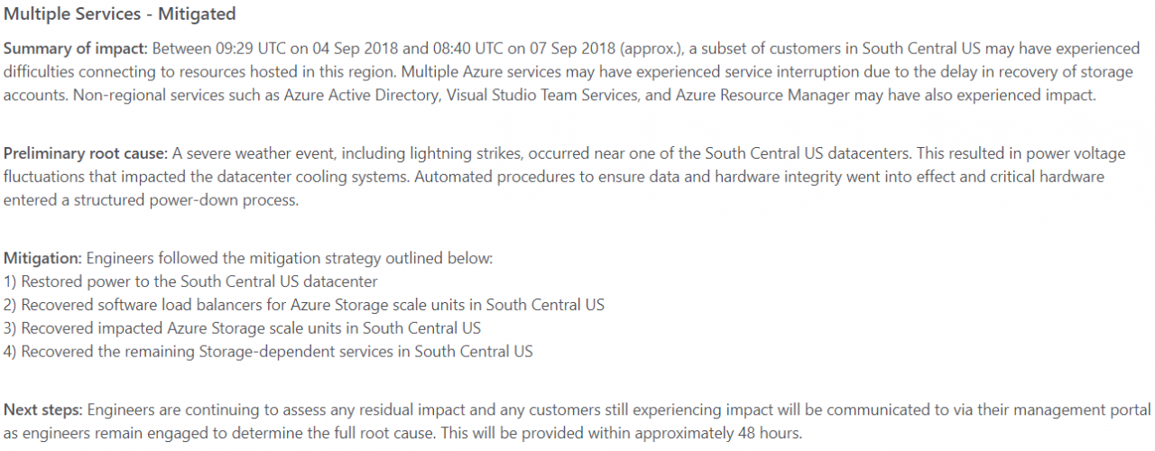 Microsoft's explanation of the September 4th outage [Image Credit: Microsoft]