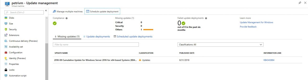 View update compliance in Azure Update Management (Image Credit: Russell Smith)