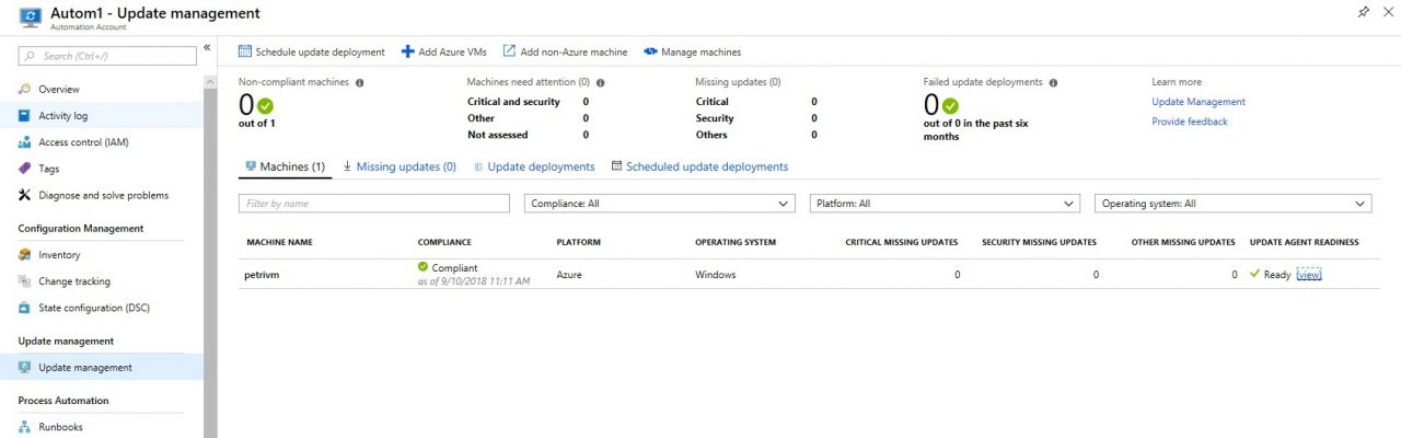 View update compliance in Azure Update Management (Image Credit: Russell Smith)