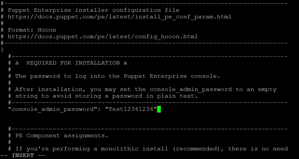 Add a PE console password to the pe.conf file (Image Credit: Russell Smith)