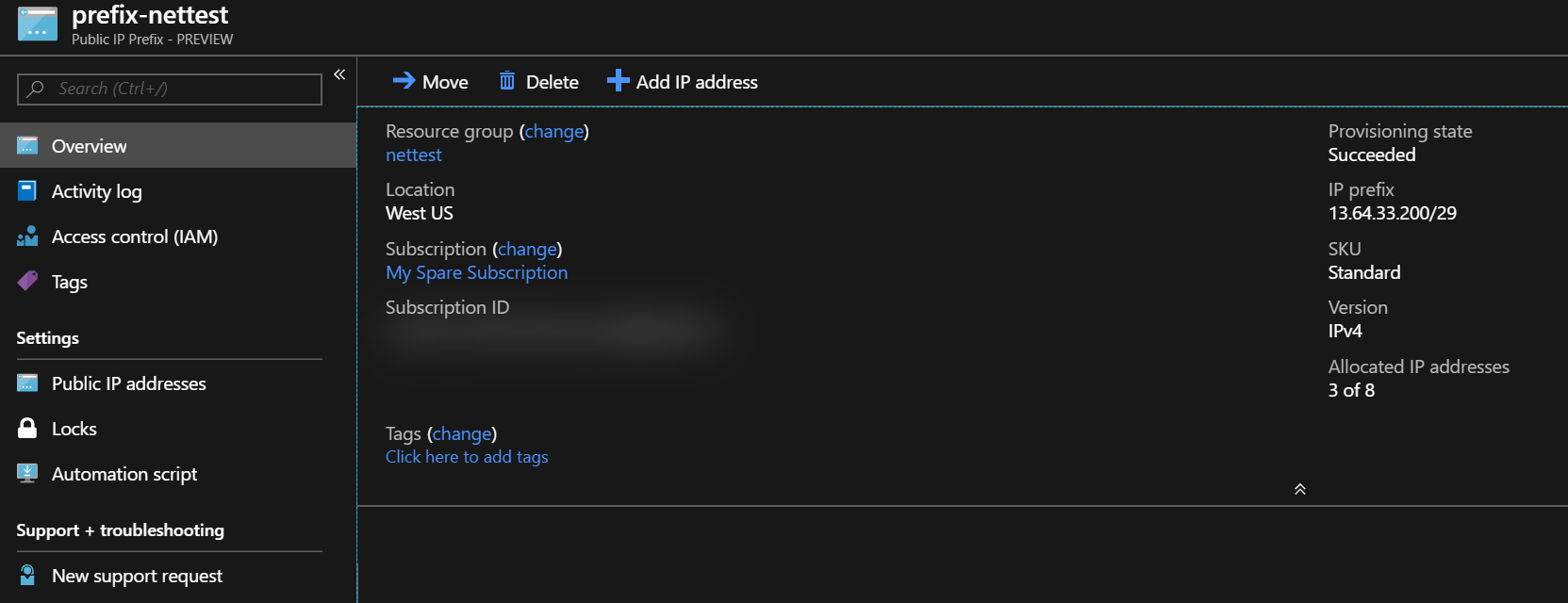 A public IP address prefix in Azure [Image Credit: Aidan Finn]