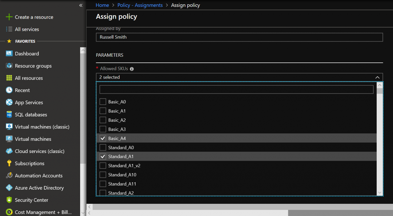 Create a new policy assignment in Azure (Image Credit: Russell Smith)