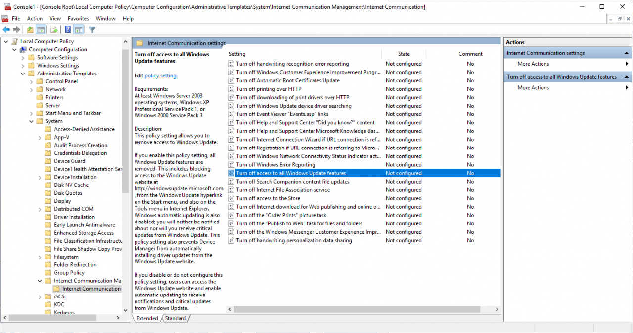 Disabling access to Windows Update (Image Credit: Russell Smith)