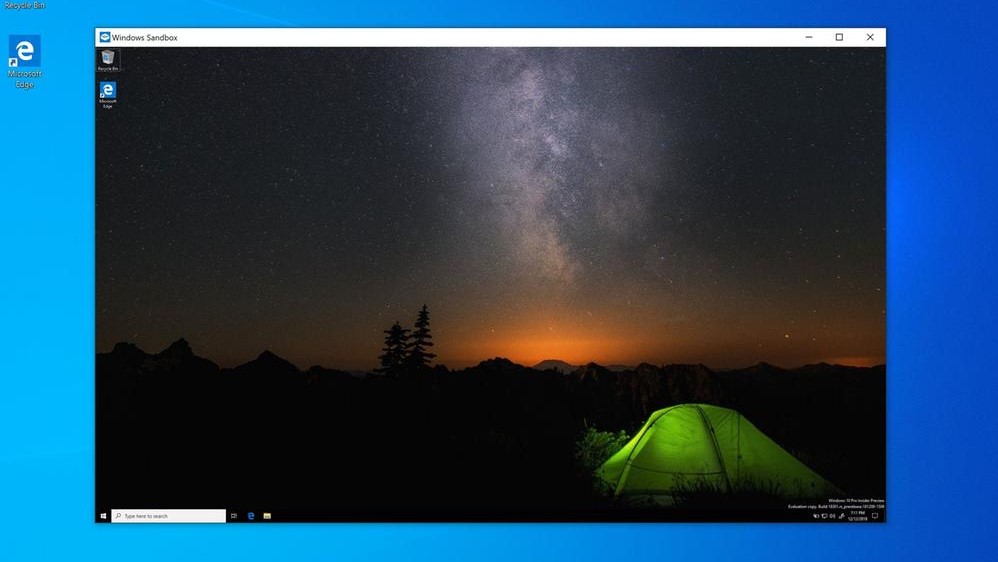 Windows Sandbox Screenshot open