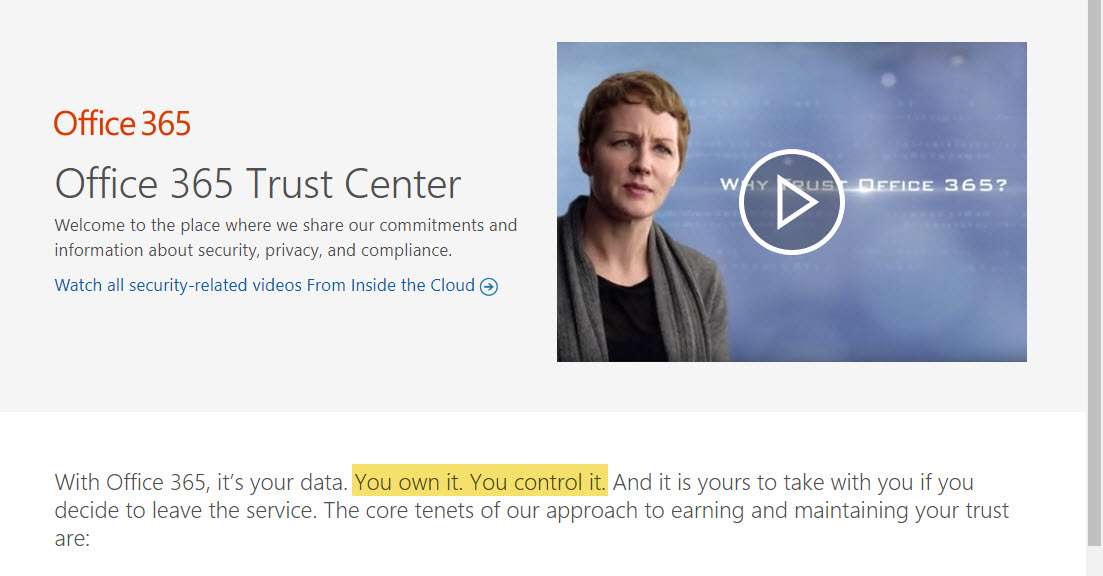 Office 365 Trust Center