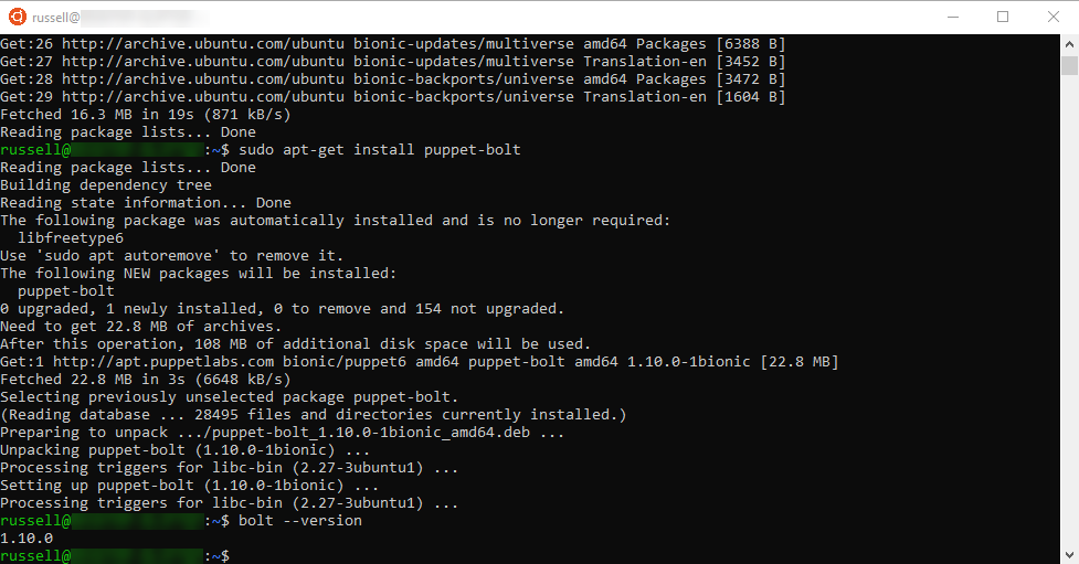 Run Puppet Bolt in the Windows Subsystem for Linux (Image Credit: Russell Smith)