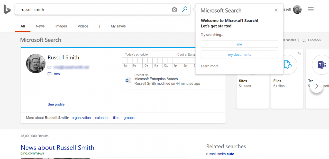 Microsoft Enterprise Search is coming to Windows 10 (Image Credit: Russell Smith)