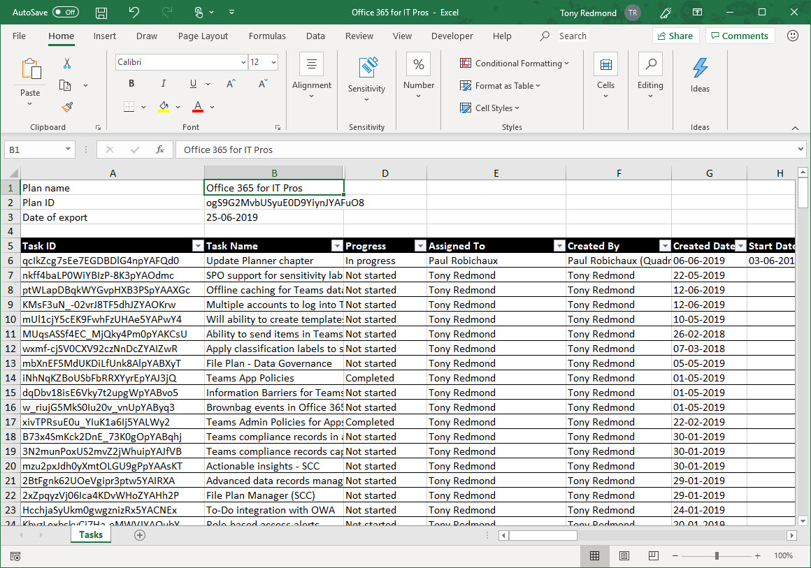 Editing Planner data in Excel