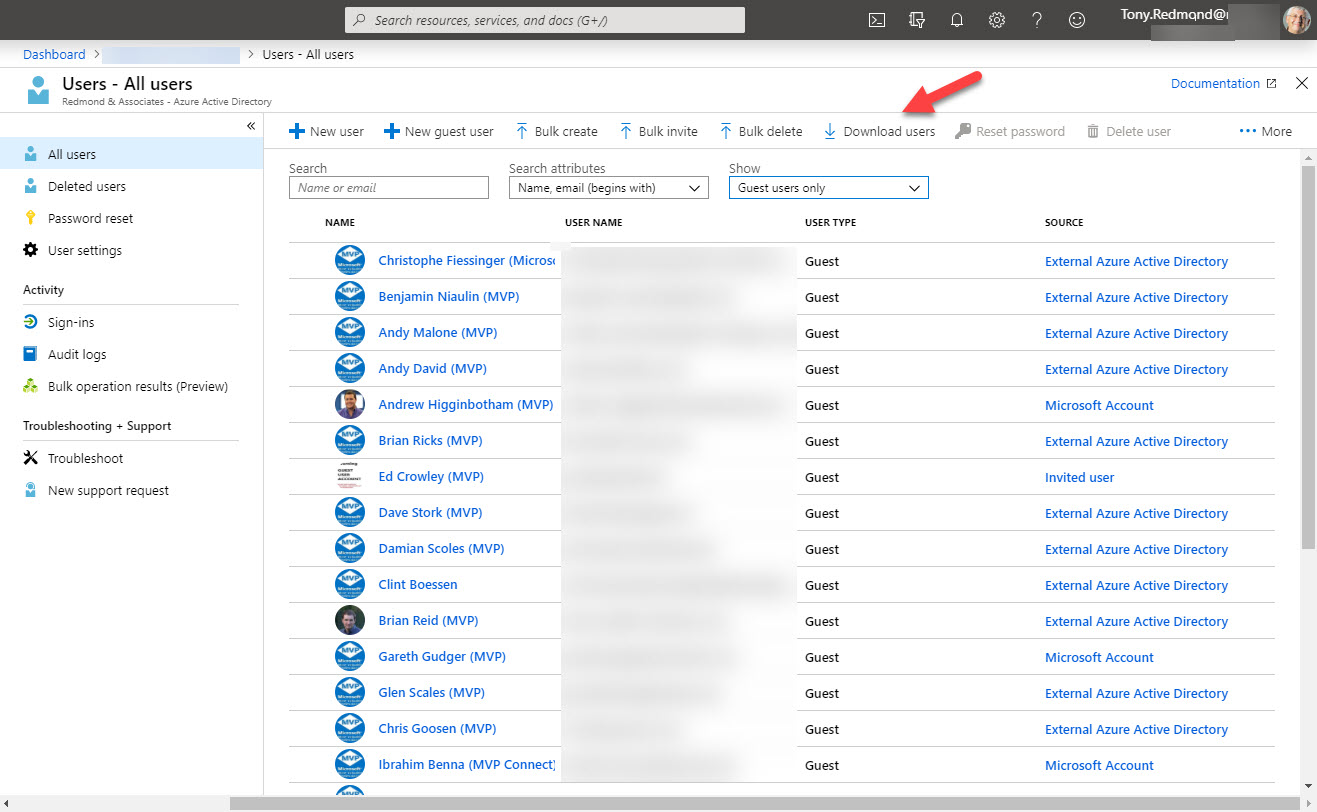 Azure Active Directory Portal Guest Users