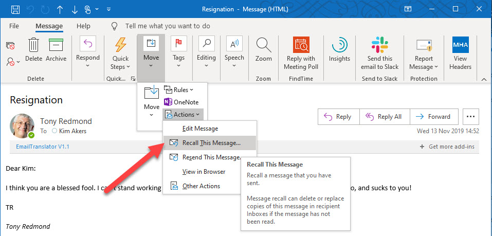 How Do I Recall A Message In Outlook Mac