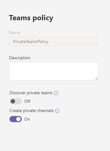 How to control the creation of Teams private channels via policy 