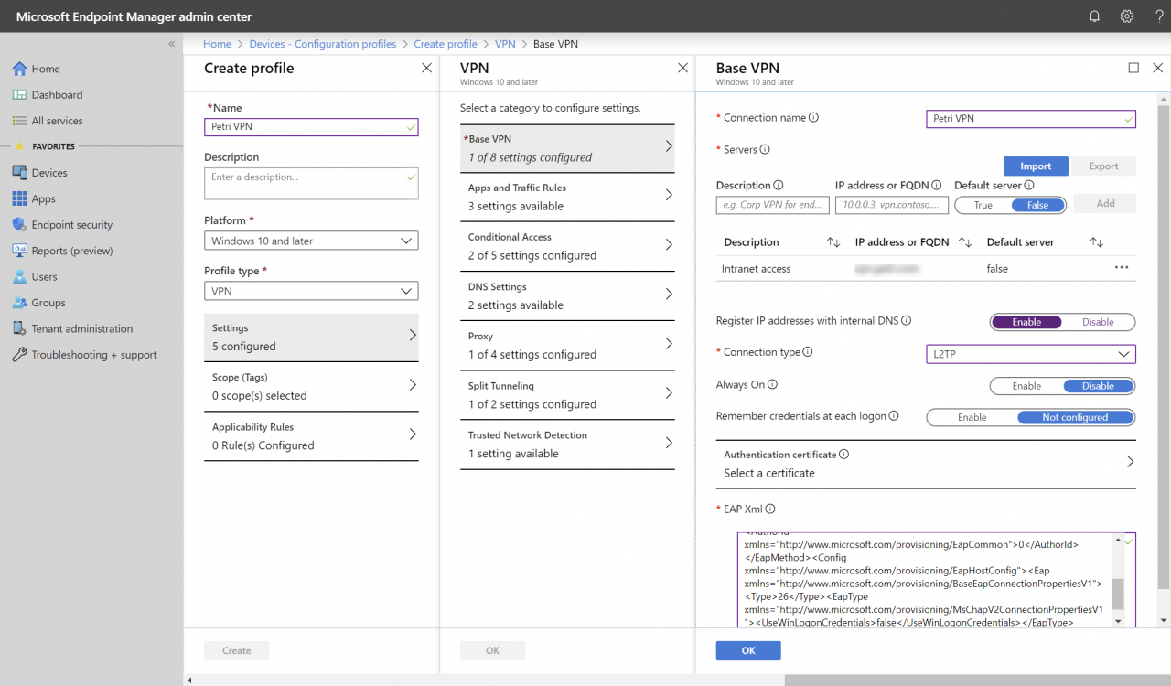 How to Configure a Windows 10 VPN Profile Using Microsoft Intune (Image Credit: Russell Smith)