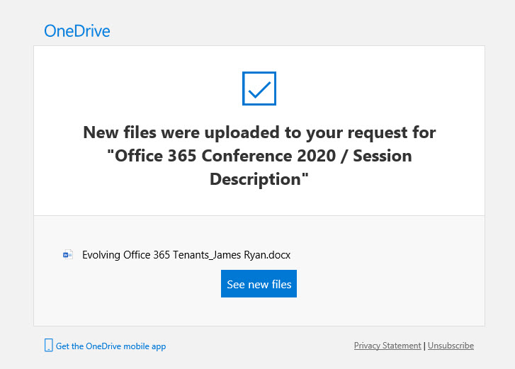 Email notification that files have been uploaded to SharePoint