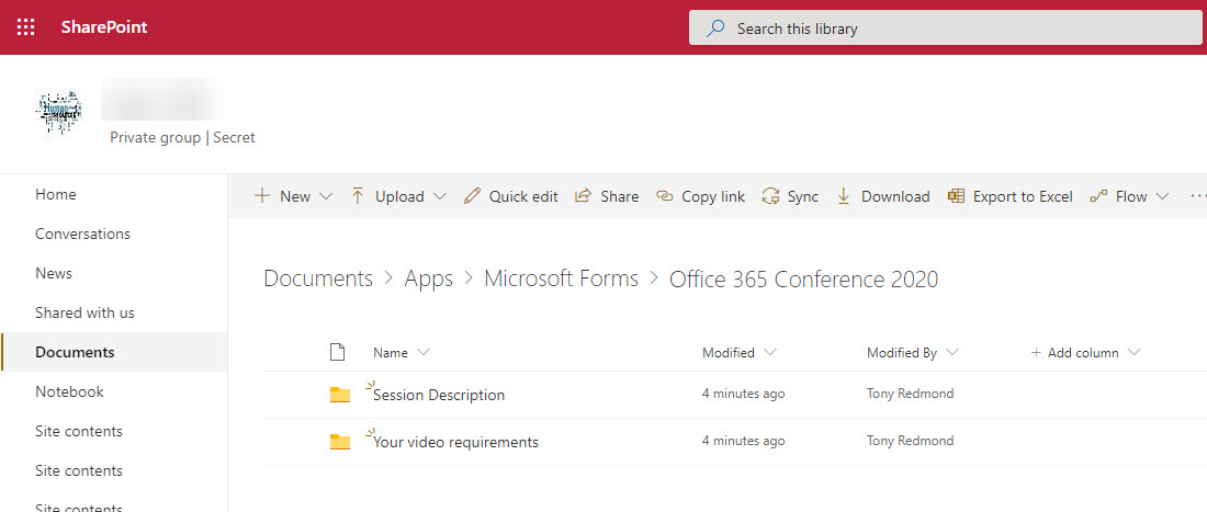 Forms file uploads to SharePoint Online