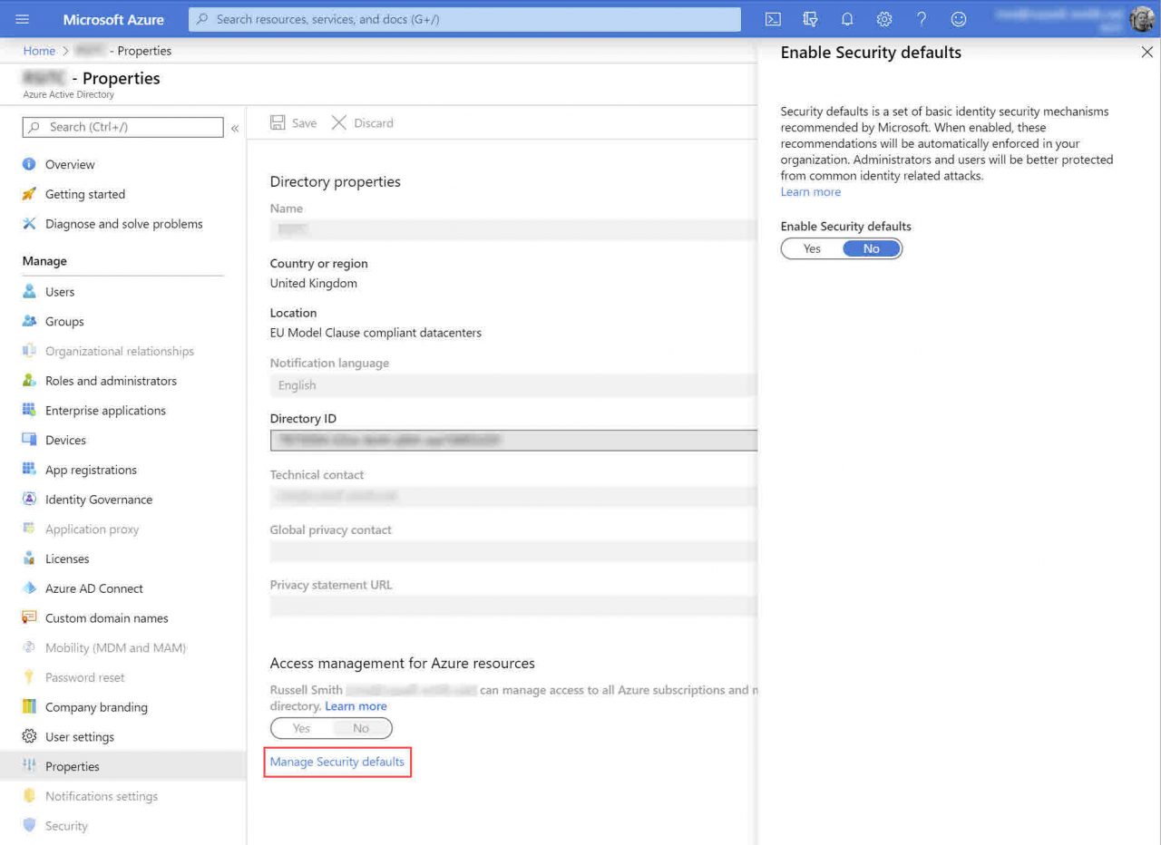 How to Enable Security Defaults in Azure Active Directory (Image Credit: Russell Smith)