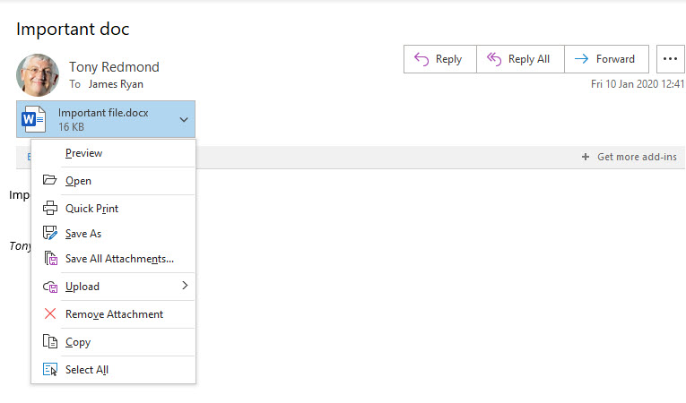 Using Outlook to remove an attachment from a sent message 