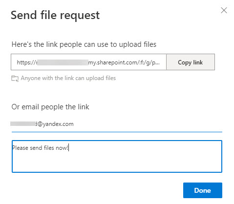 Sending a files request
