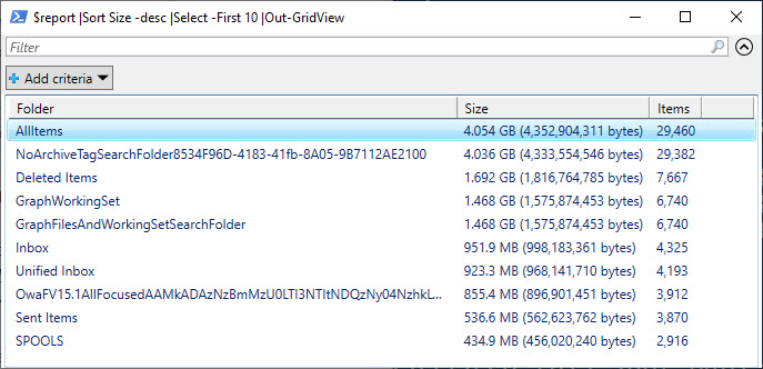 Non-IPM folders reported by Get-ExoMailboxFolderStatistics