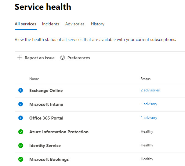 Some advisories for Office 365 services