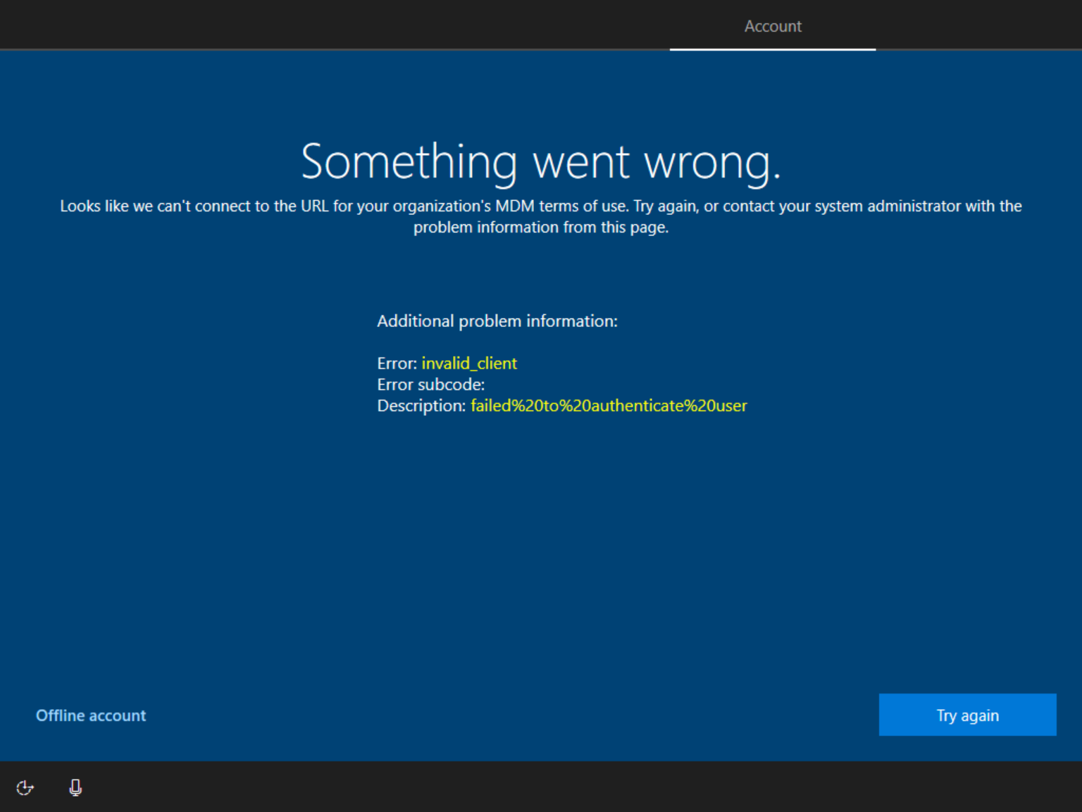 How To Solve Invalid Client Error When Joining Windows 10 To Azure AD 