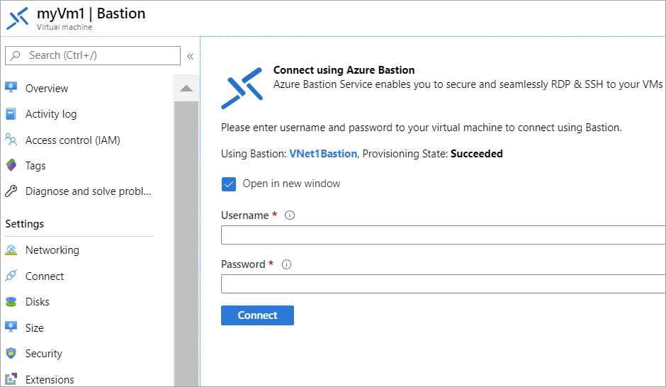 Changing VM connection settings