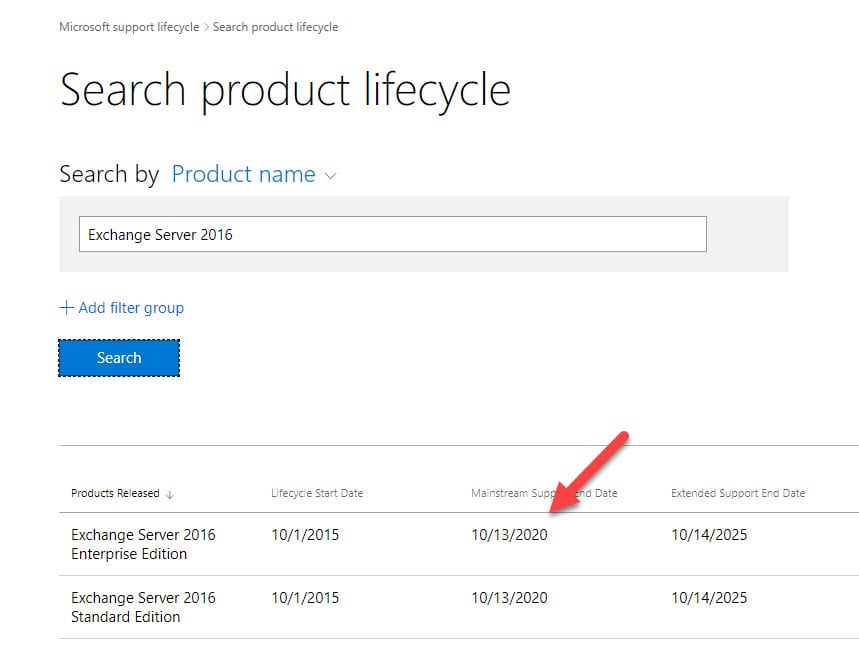 Exchange 2016 Dates