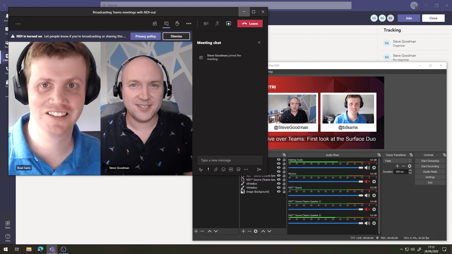Figure 1 Streaming a Teams meeting using OBS